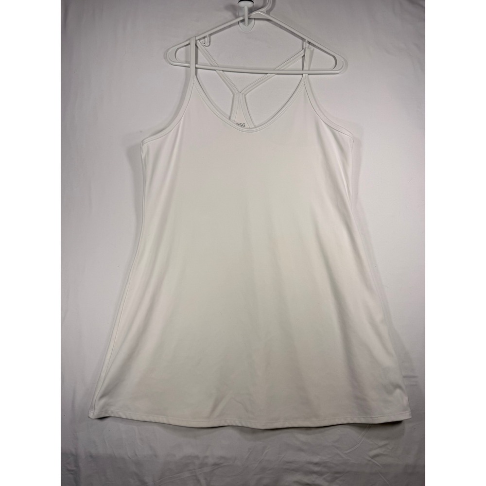 DSG Active Tennis Dress Women Large White Excellent Strappy Racerback V-Neck